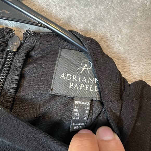 Adrianna Papell Sz 2 Jersey & Taffeta High‎ Neckline Beaded Dress Navy Black New - Picture 9 of 9